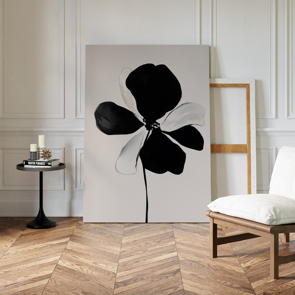 Ink Bloom Whisper – black botanical canvas wall art print by Aspire Prints