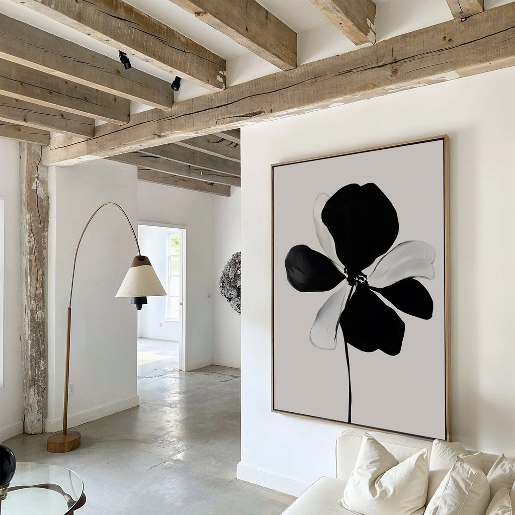 Ink Bloom Whisper – black botanical canvas wall art print by Aspire Prints
