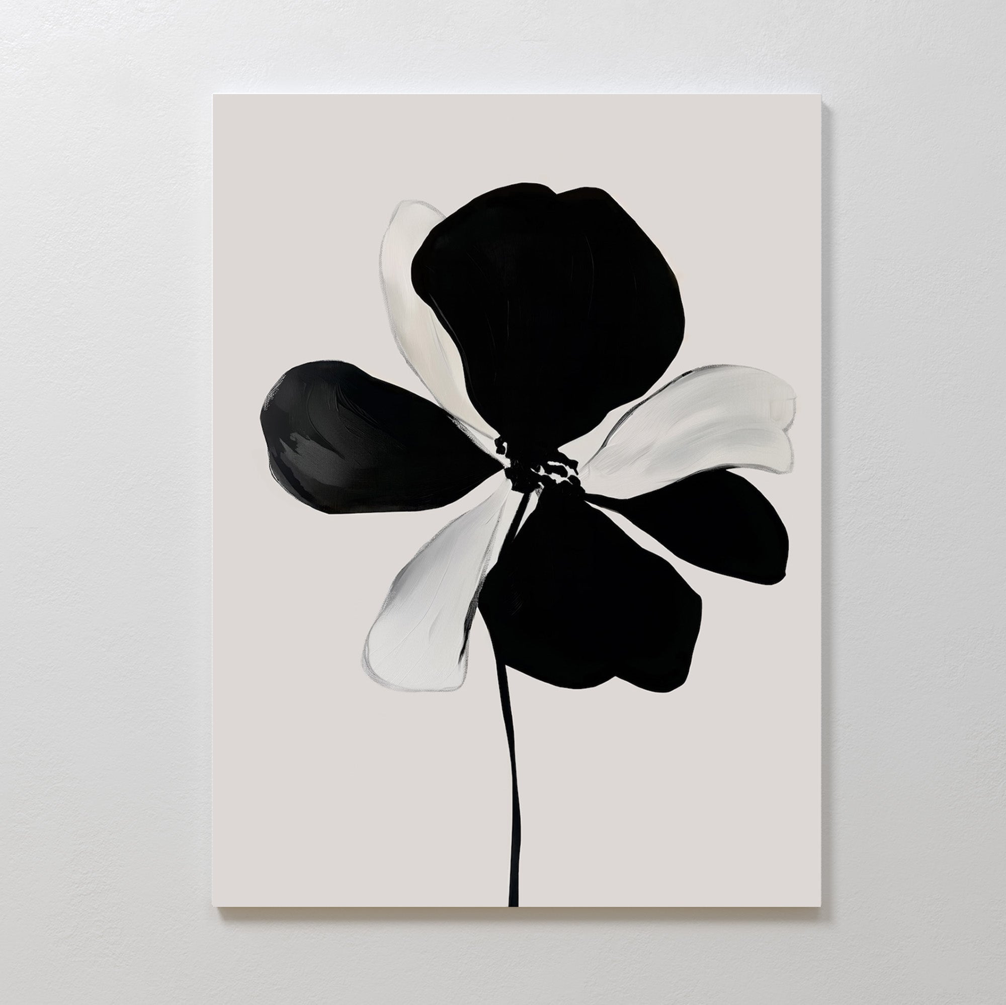 Ink Bloom Whisper – black botanical canvas wall art print by Aspire Prints