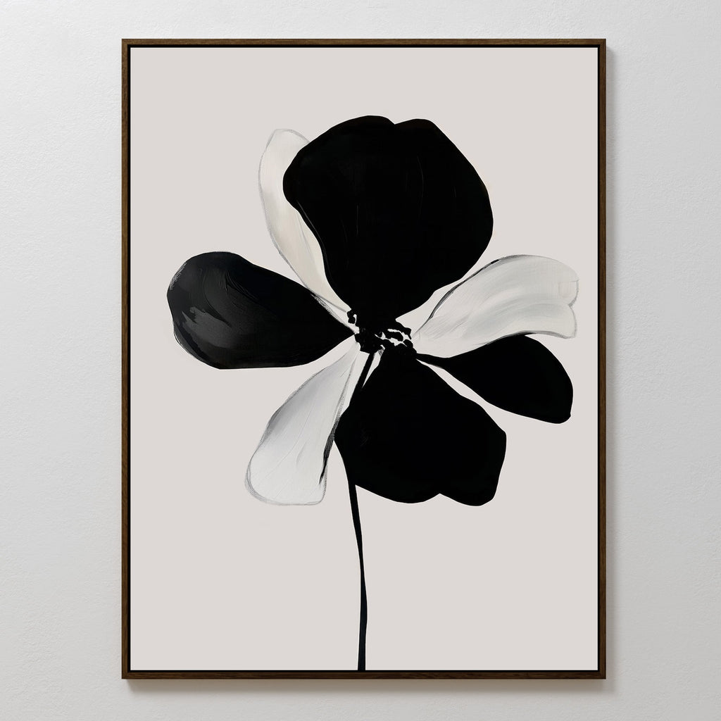 Ink Bloom Whisper – black botanical canvas wall art print by Aspire Prints