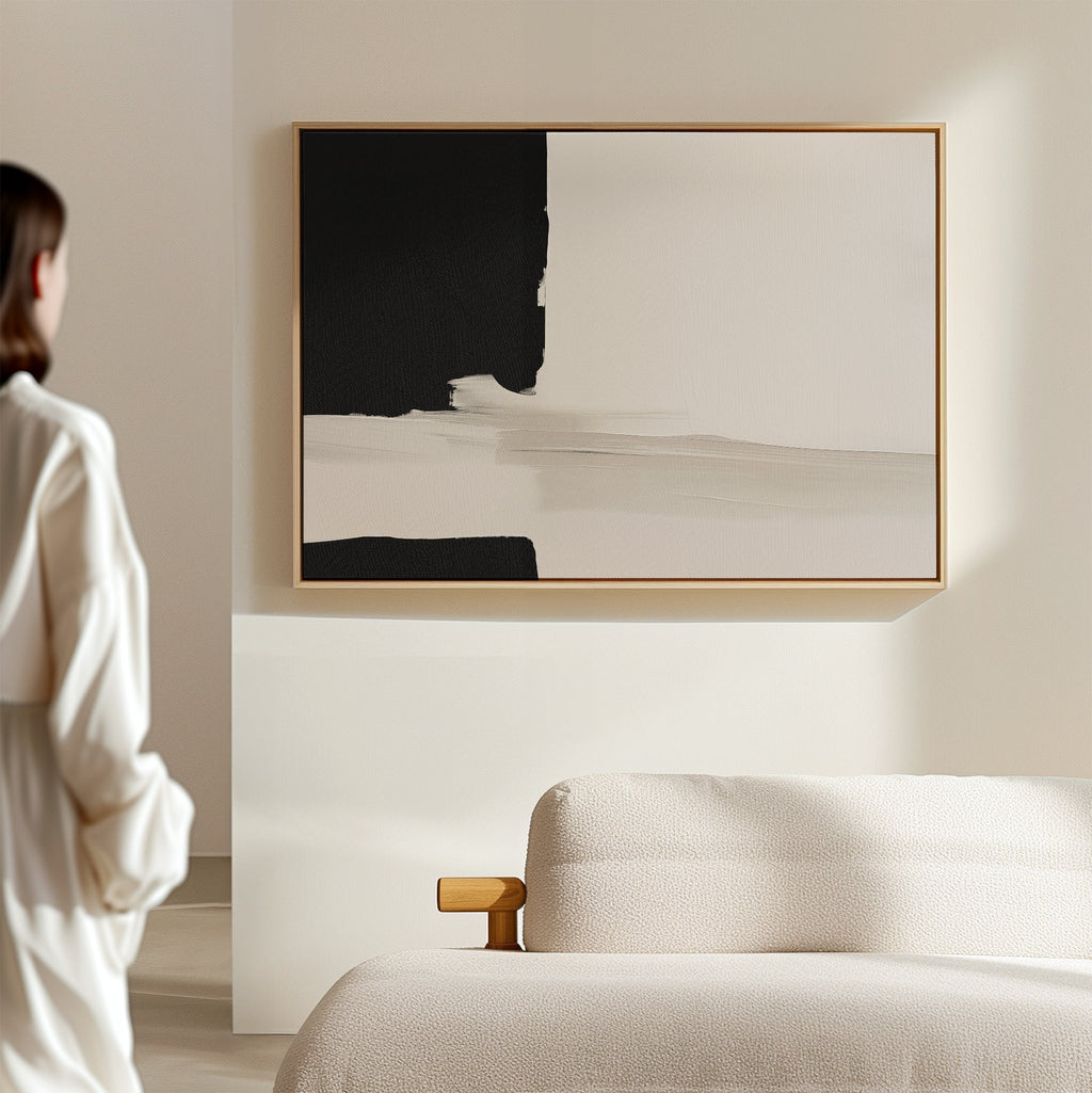 Whispers in Greyscale – black abstract canvas wall art print by Aspire Prints