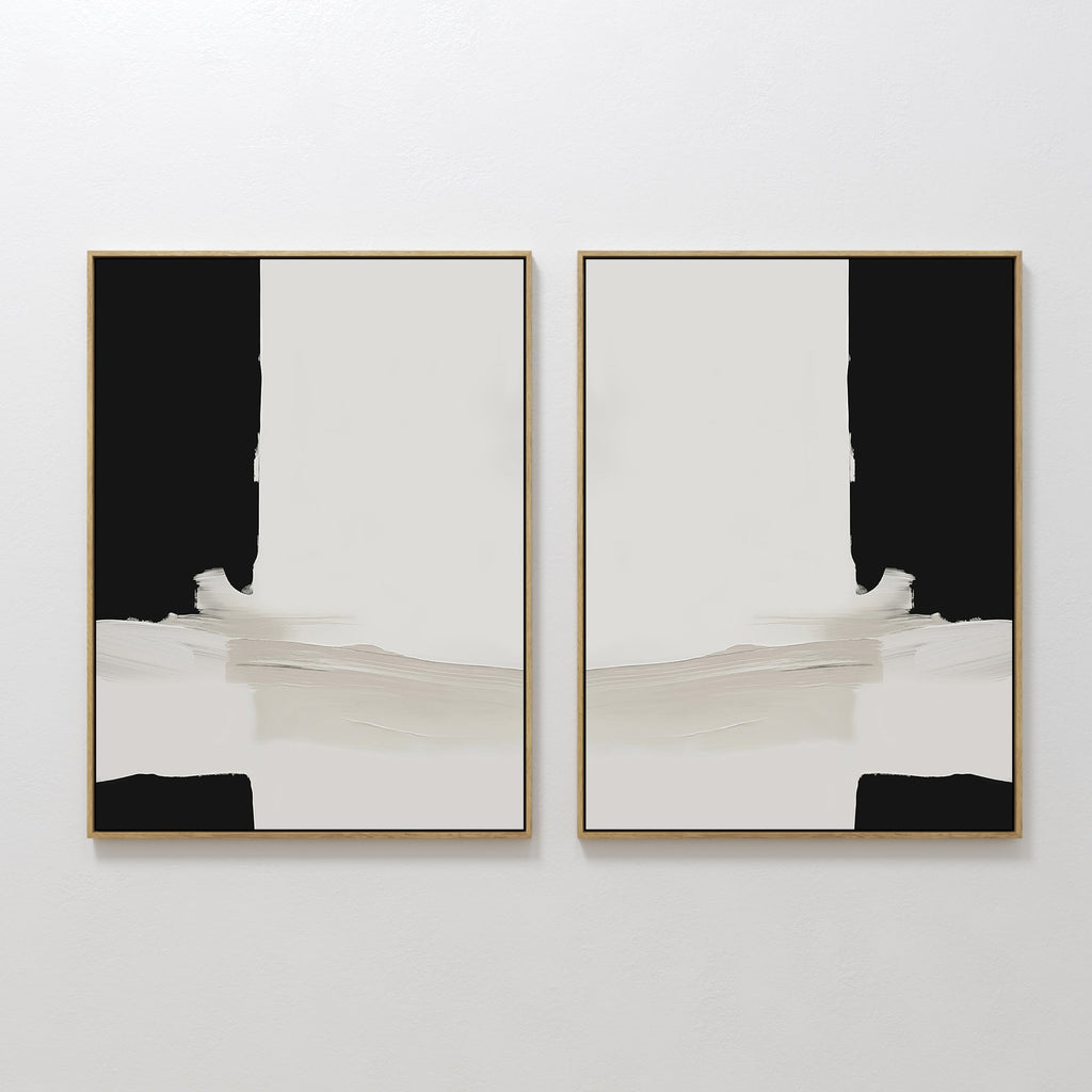 Whispers in Greyscale – Set of 2 Canvas Prints set of 2 – neutral-toned abstract canvas wall art by Aspire Prints