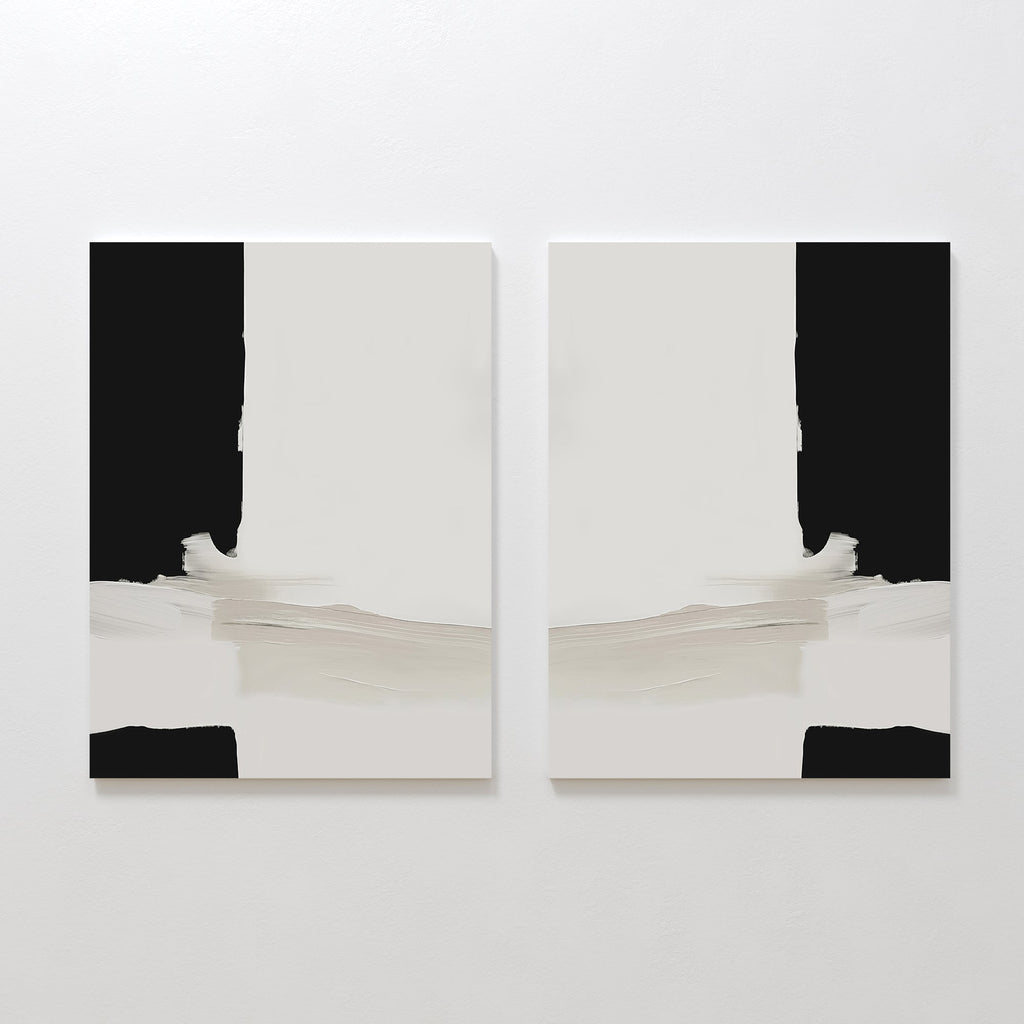 Whispers in Greyscale – Set of 2 Canvas Prints set of 2 – neutral-toned abstract canvas wall art by Aspire Prints