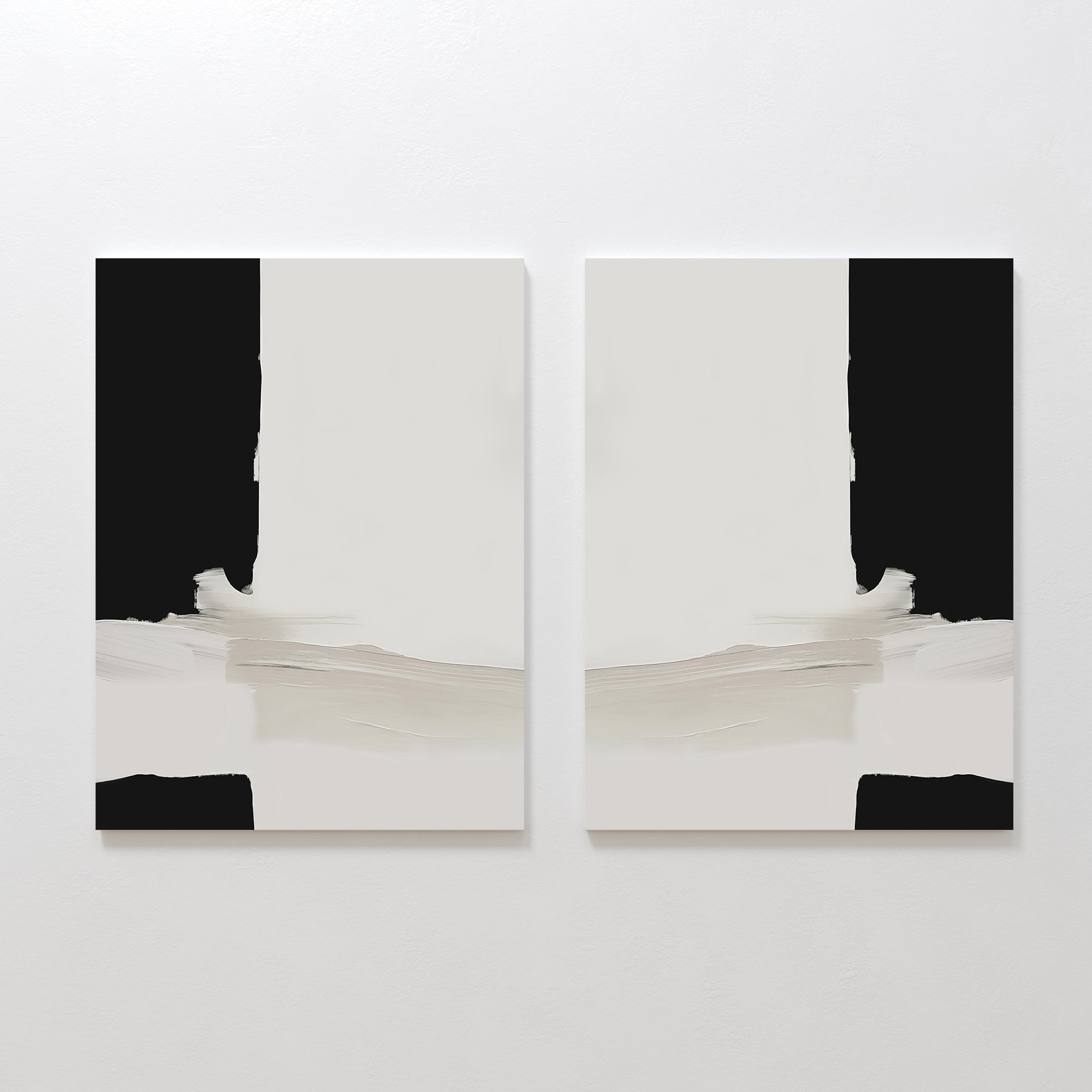 Whispers in Greyscale – Set of 2 Canvas Prints set of 2 – neutral-toned abstract canvas wall art by Aspire Prints