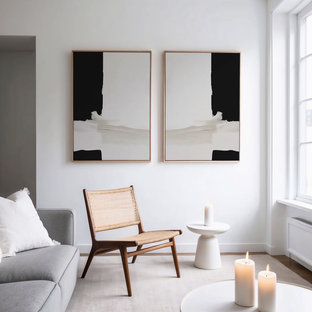 Whispers in Greyscale – Set of 2 Canvas Prints set of 2 – neutral-toned abstract canvas wall art by Aspire Prints