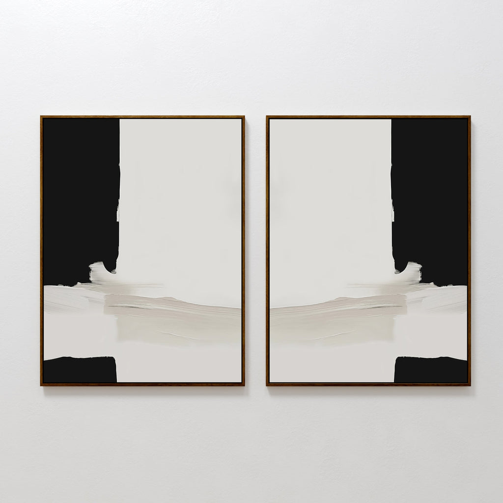 Whispers in Greyscale – Set of 2 Canvas Prints set of 2 – neutral-toned abstract canvas wall art by Aspire Prints