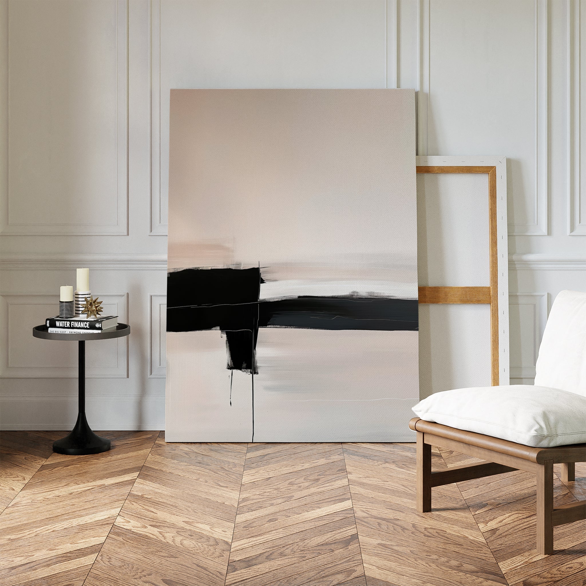 Whispers in Greyscale – black and white abstract canvas wall art print by Aspire Prints