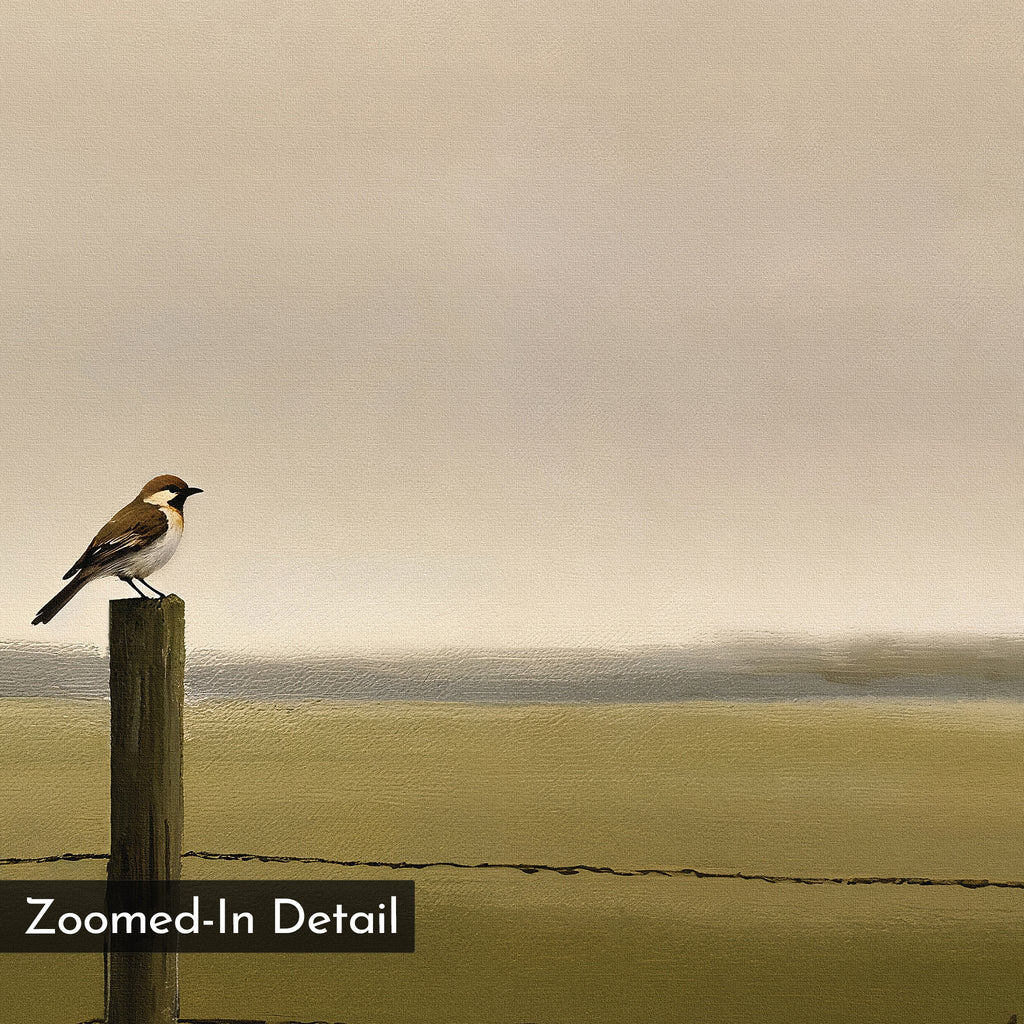 Whispers on the Fence Post – neutral-toned vintage canvas wall art print by Aspire Prints