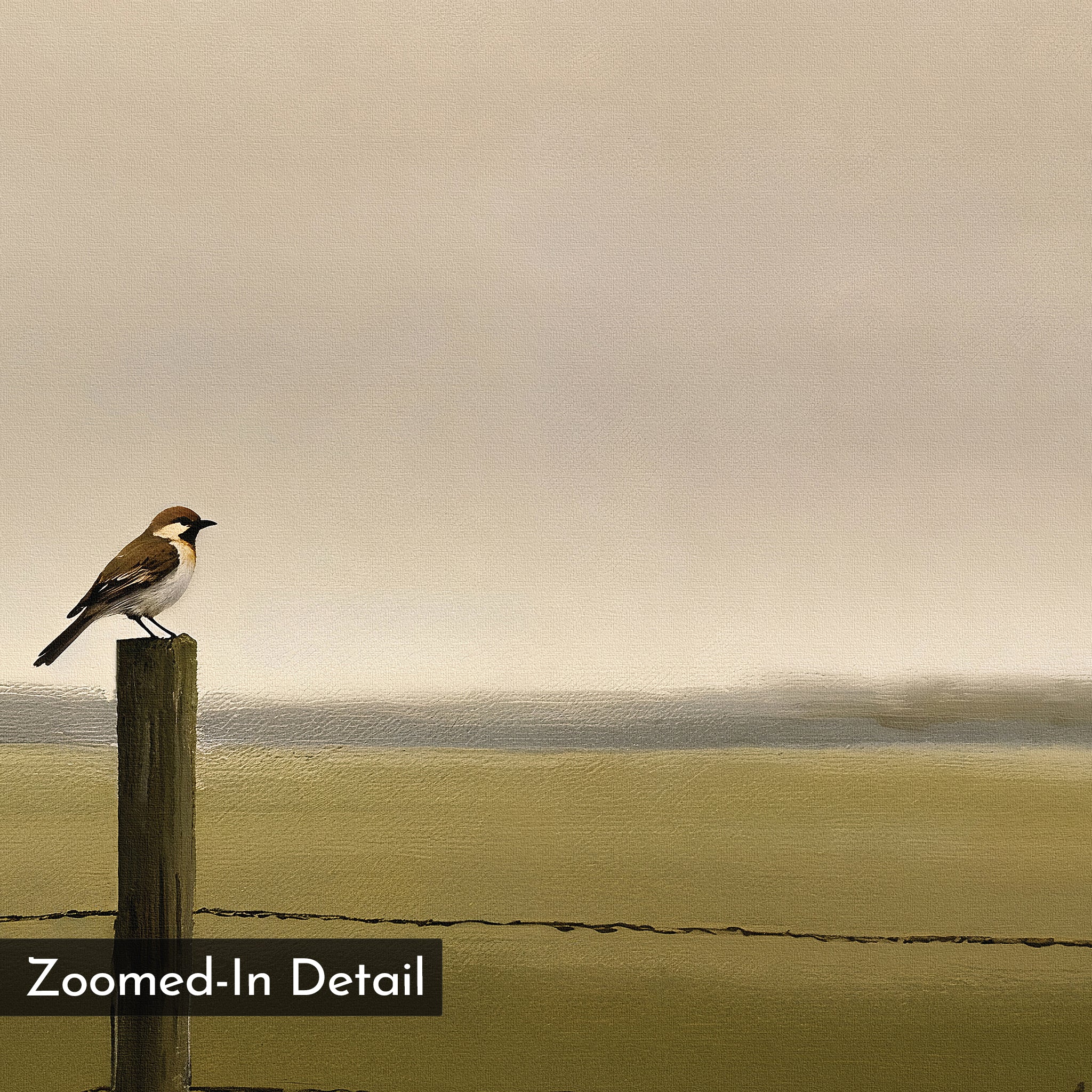 Whispers on the Fence Post – neutral-toned vintage canvas wall art print by Aspire Prints