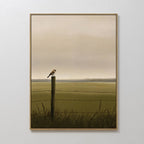 Whispers on the Fence Post – neutral-toned vintage canvas wall art print by Aspire Prints