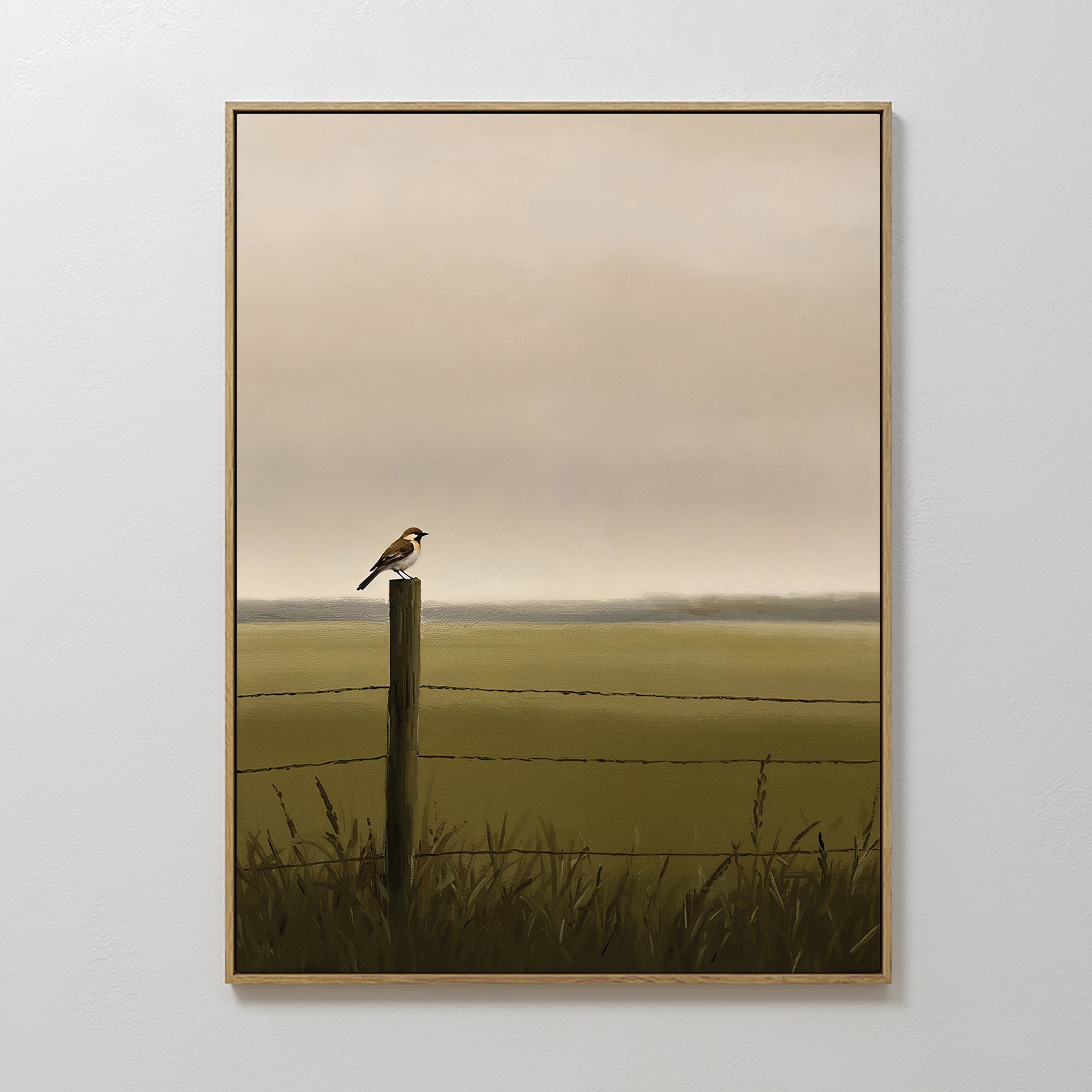 Whispers on the Fence Post – neutral-toned vintage canvas wall art print by Aspire Prints