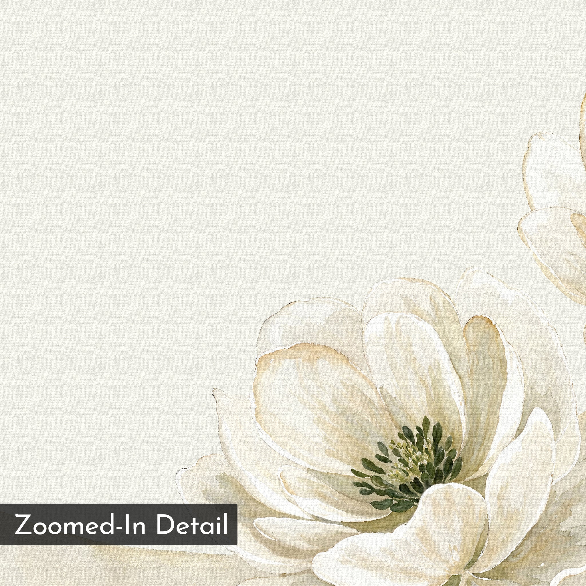 Whispers of Dawn Bloom – beige and white botanical canvas wall art print by Aspire Prints