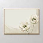 Whispers of Dawn Bloom – beige and white botanical canvas wall art print by Aspire Prints