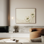 Whispers of Dawn Bloom – beige and white botanical canvas wall art print by Aspire Prints