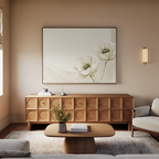 Whispers of Dawn Bloom – beige and white botanical canvas wall art print by Aspire Prints
