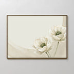Whispers of Dawn Bloom – beige and white botanical canvas wall art print by Aspire Prints