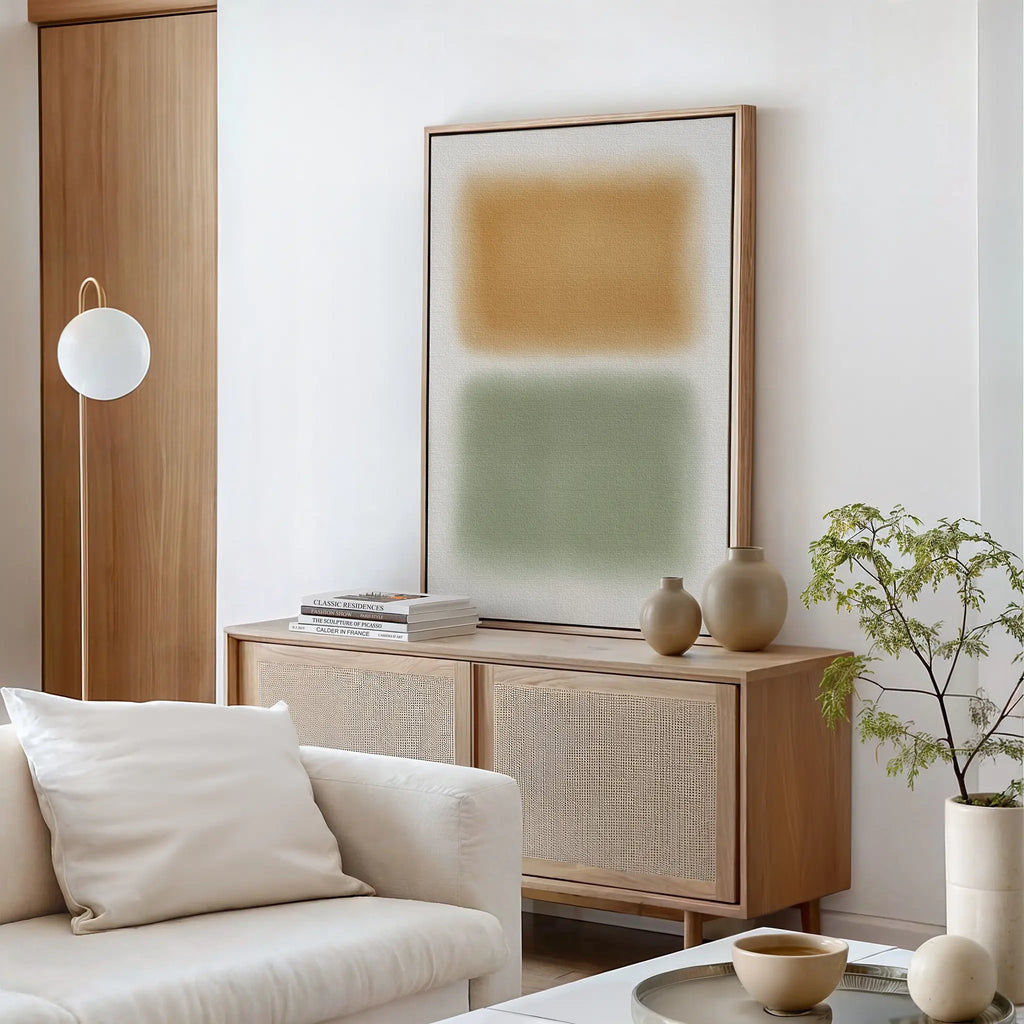 Whispers of Dawn – green abstract canvas wall art print by Aspire Prints