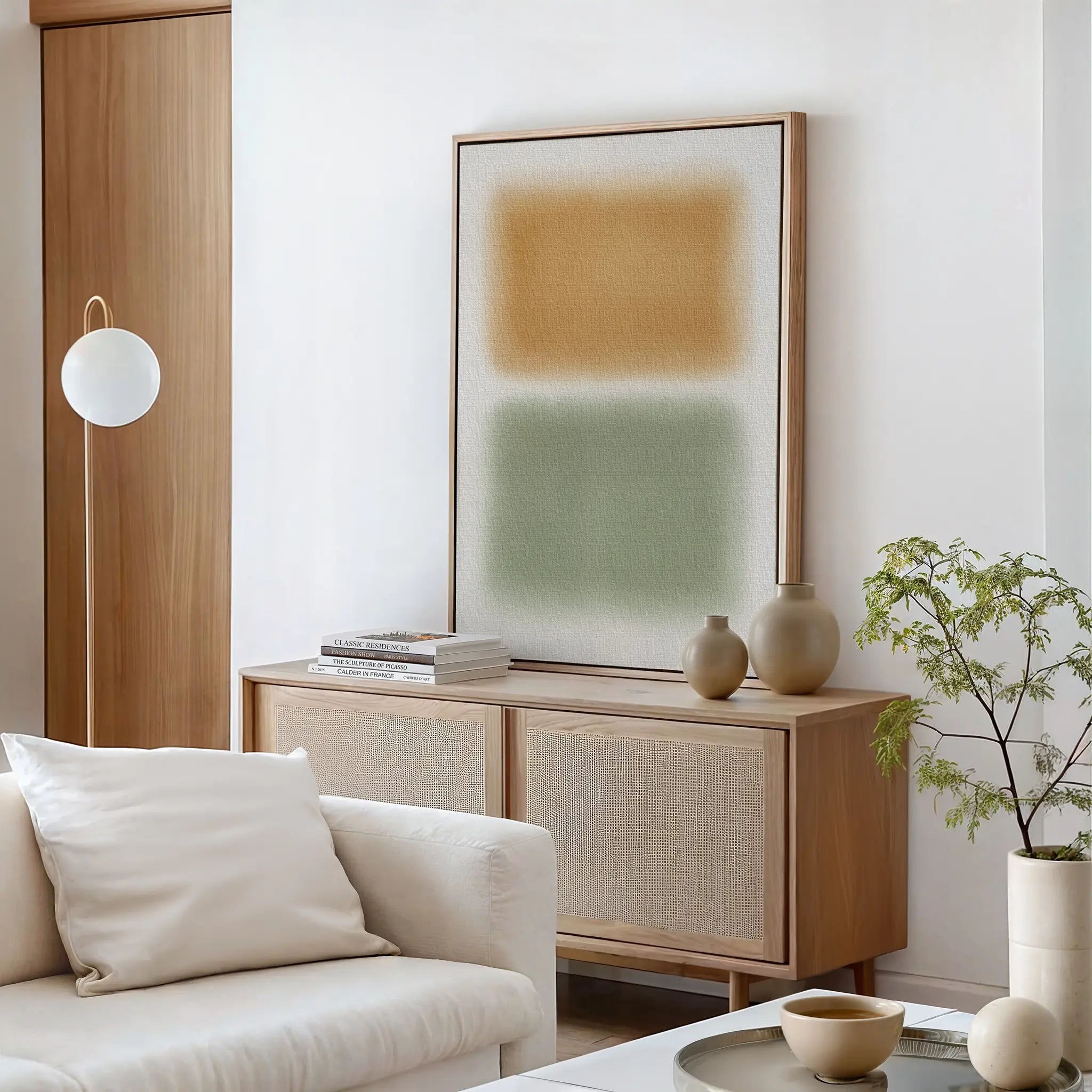 Whispers of Dawn – green abstract canvas wall art print by Aspire Prints