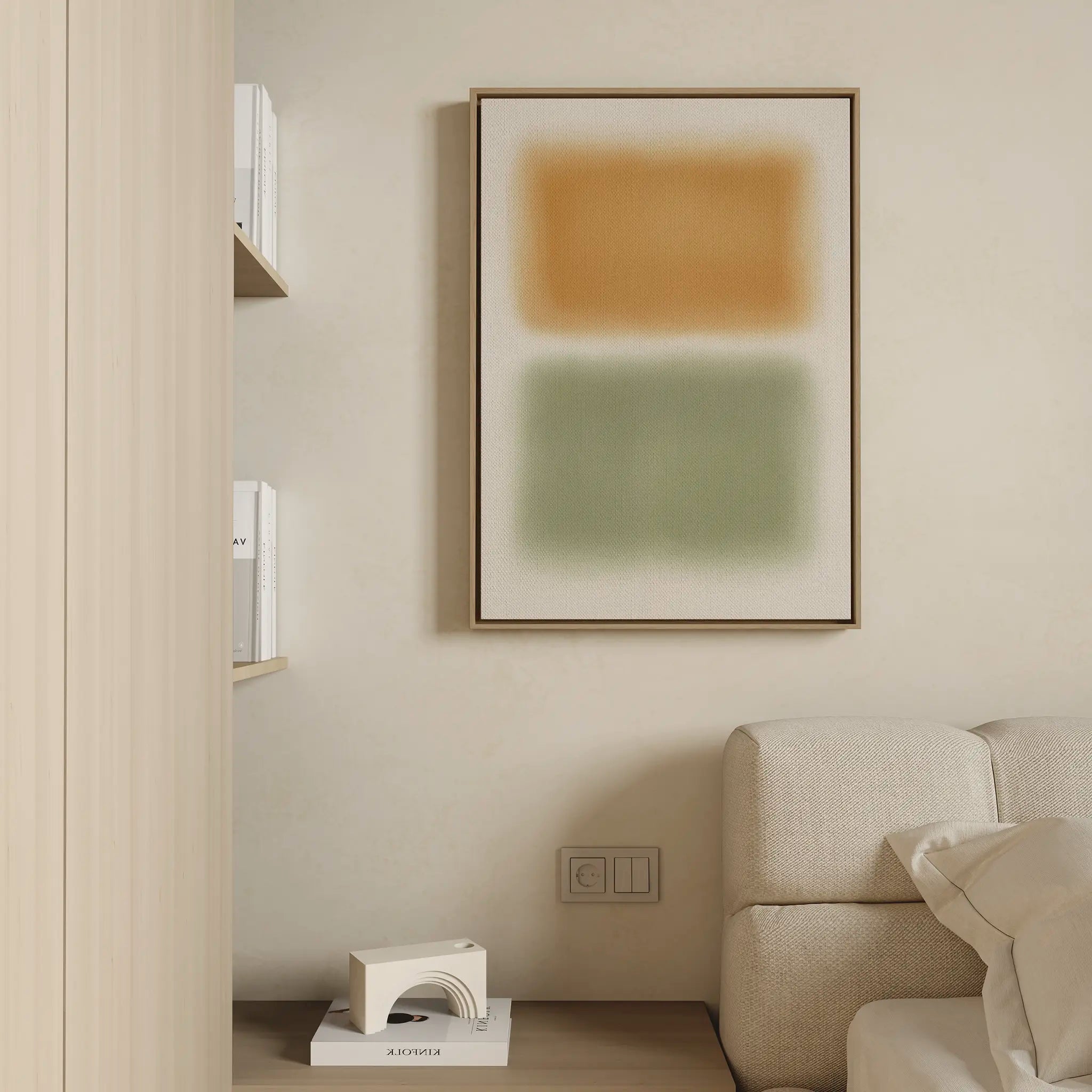 Whispers of Dawn – green abstract canvas wall art print by Aspire Prints