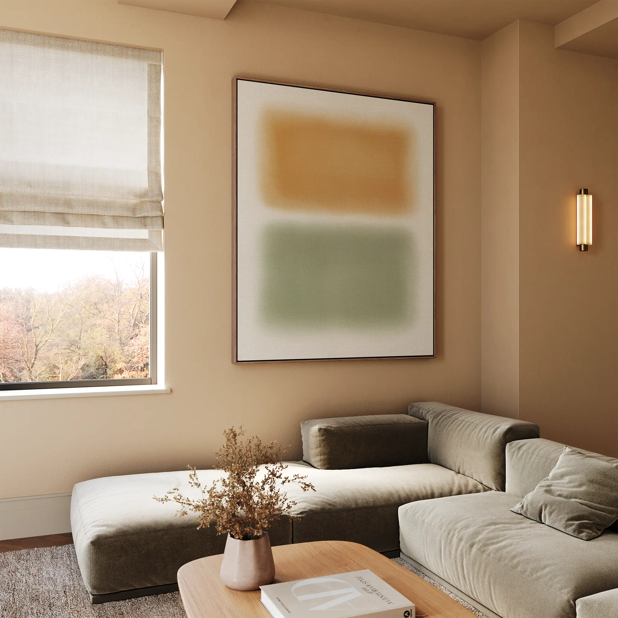 Whispers of Dawn – green abstract canvas wall art print by Aspire Prints