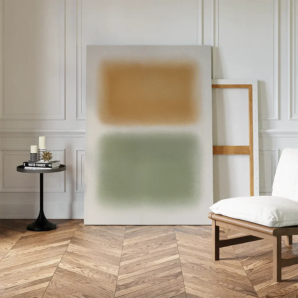 Whispers of Dawn – green abstract canvas wall art print by Aspire Prints