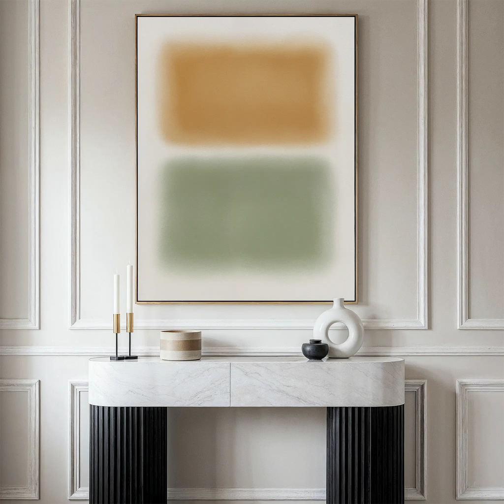 Whispers of Dawn – green abstract canvas wall art print by Aspire Prints