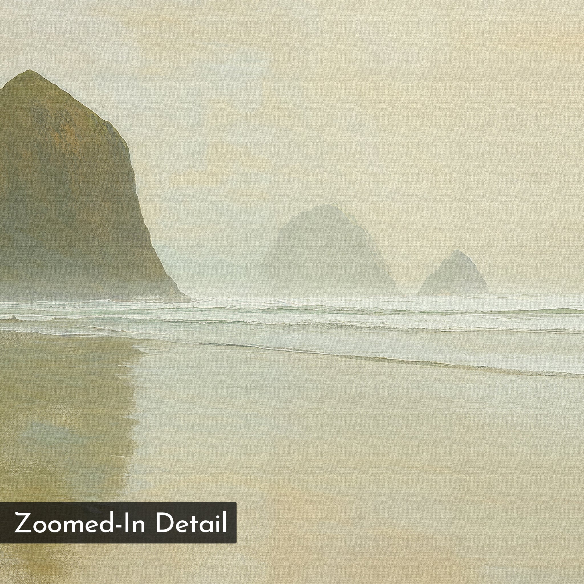 Whispers of Haystack Rock – green vintage canvas wall art print by Aspire Prints