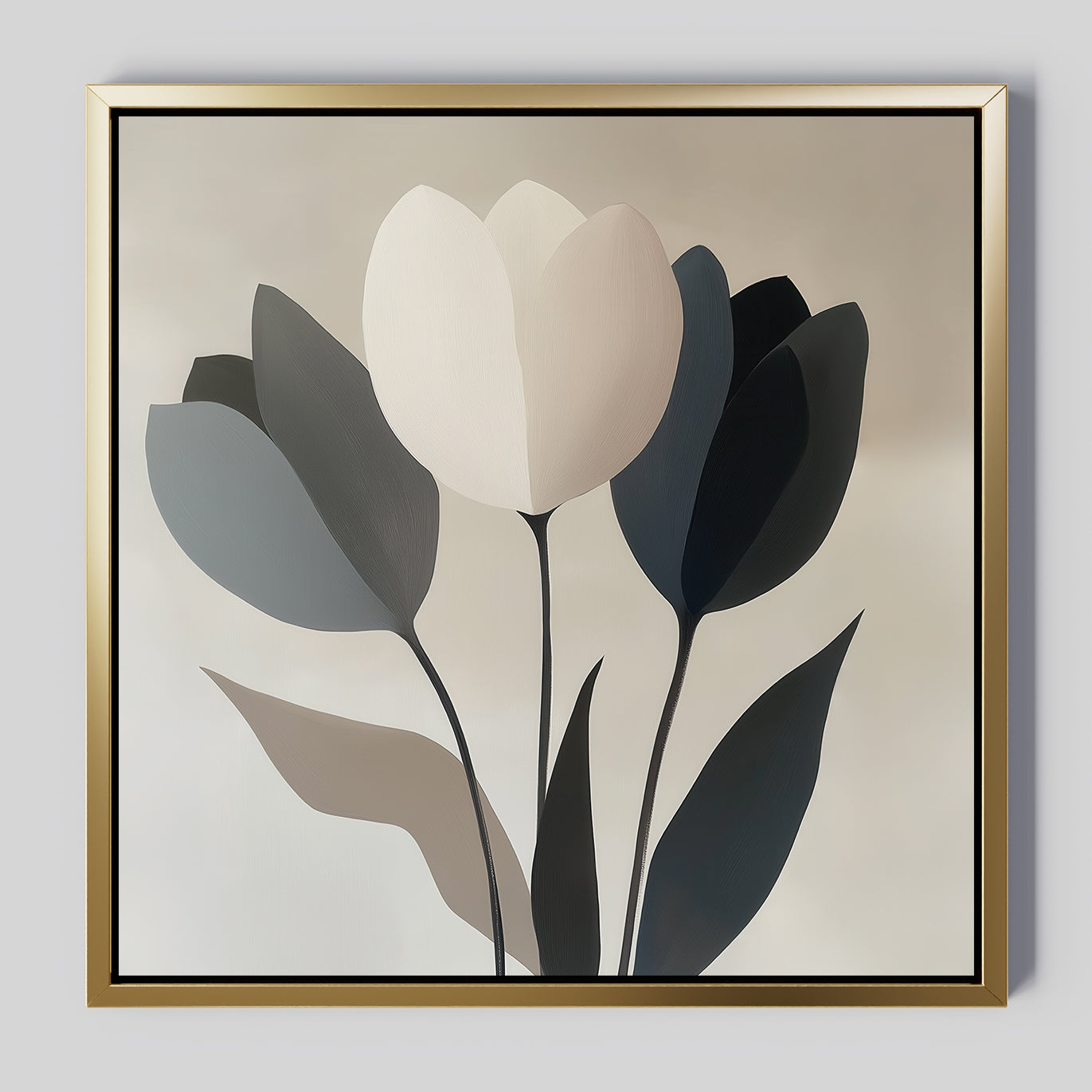 Whispered Bloom in Soft Light – black botanical canvas wall art print by Aspire Prints