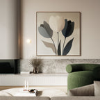 Whispered Bloom in Soft Light – black botanical canvas wall art print by Aspire Prints