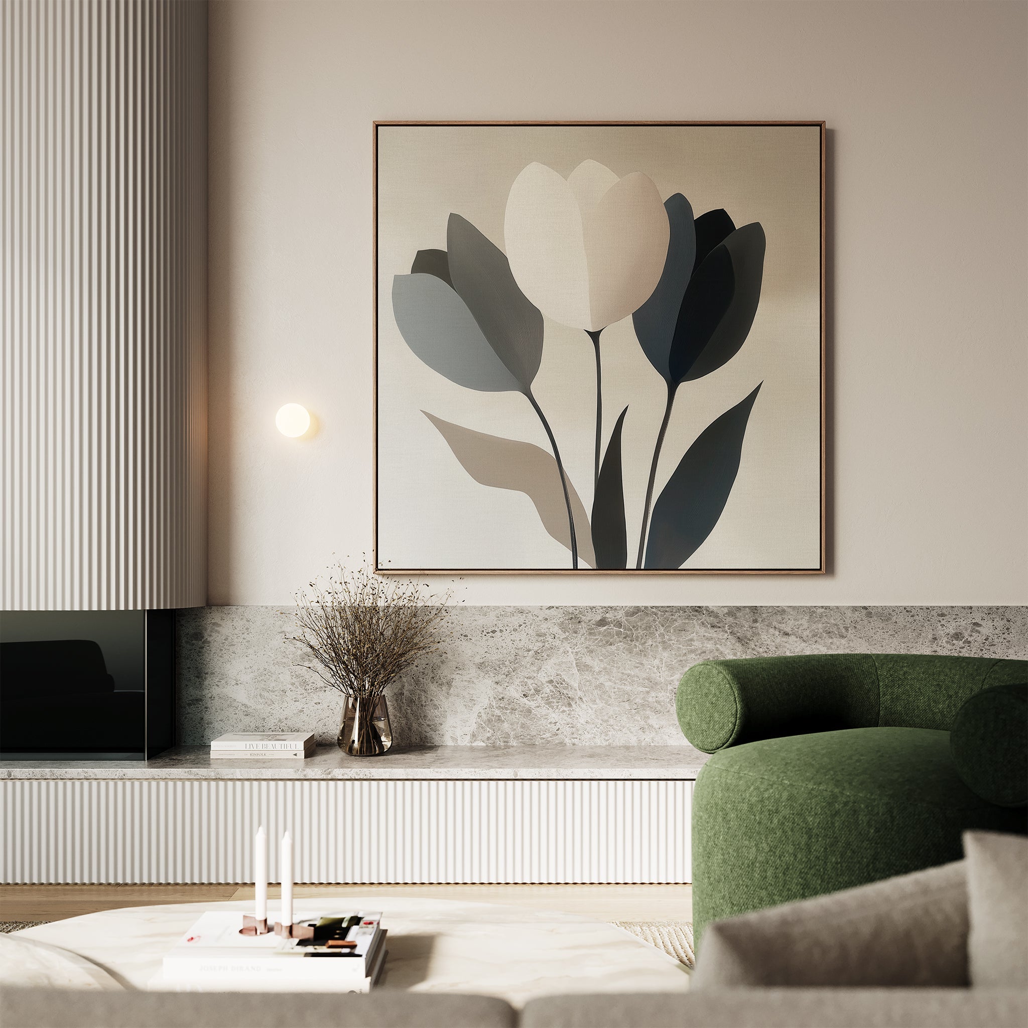 Whispered Bloom in Soft Light – black botanical canvas wall art print by Aspire Prints