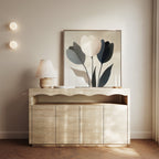 Whispered Bloom in Soft Light – black botanical canvas wall art print by Aspire Prints