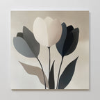 Whispered Bloom in Soft Light – black botanical canvas wall art print by Aspire Prints