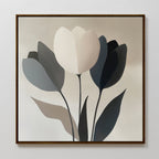 Whispered Bloom in Soft Light – black botanical canvas wall art print by Aspire Prints