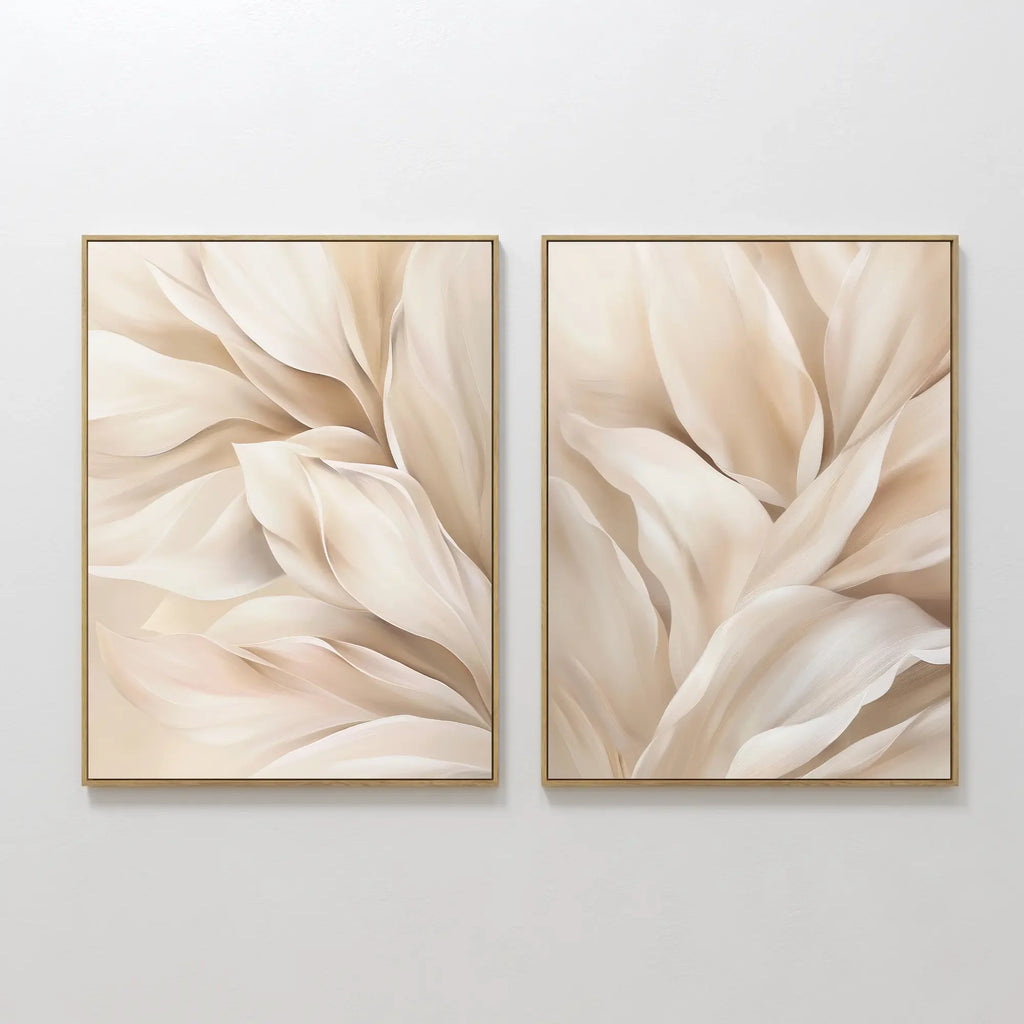 Whispers in Linen – Set of 2 Canvas Prints set of 2 – neutral-toned botanical canvas wall art by Aspire Prints