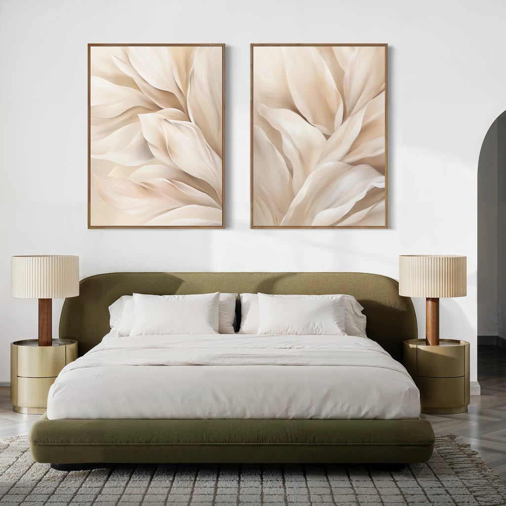 Whispers in Linen – Set of 2 Canvas Prints set of 2 – neutral-toned botanical canvas wall art by Aspire Prints