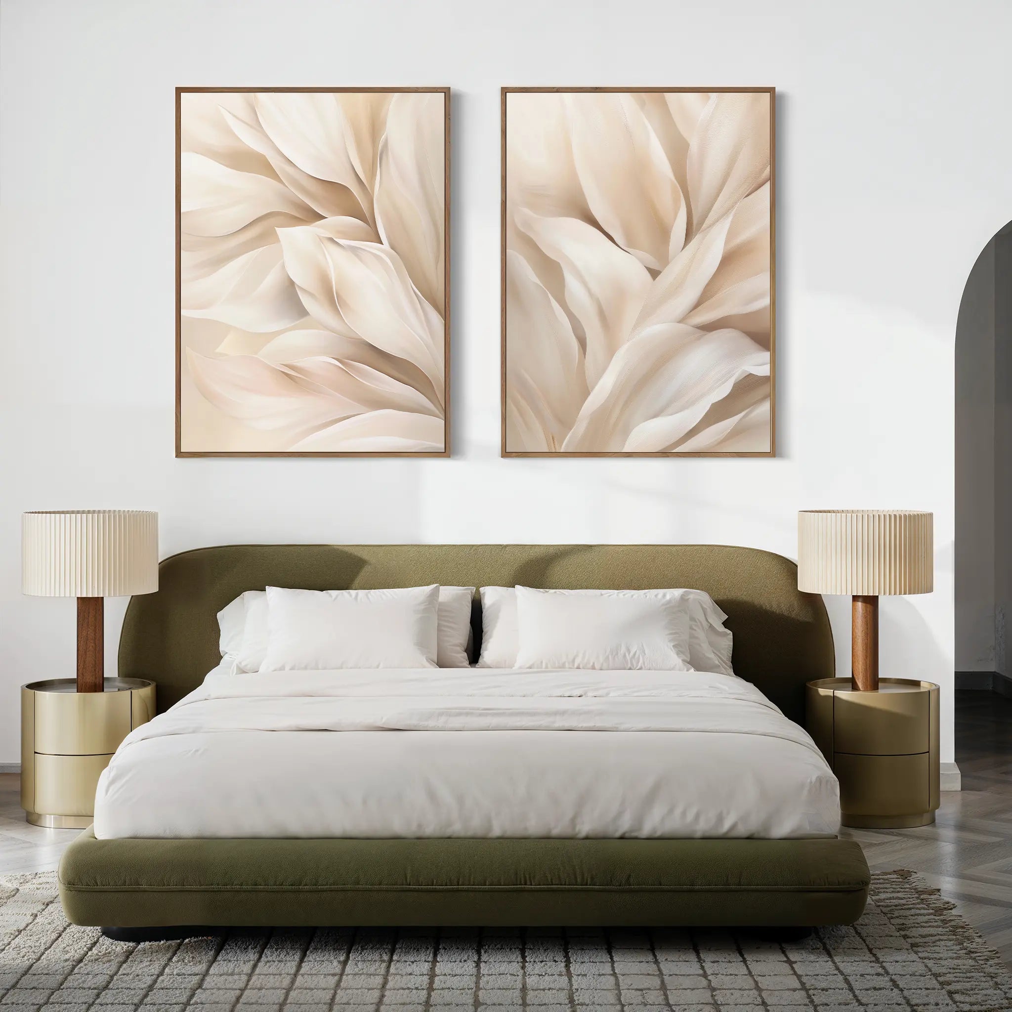 Whispers in Linen – Set of 2 Canvas Prints set of 2 – neutral-toned botanical canvas wall art by Aspire Prints