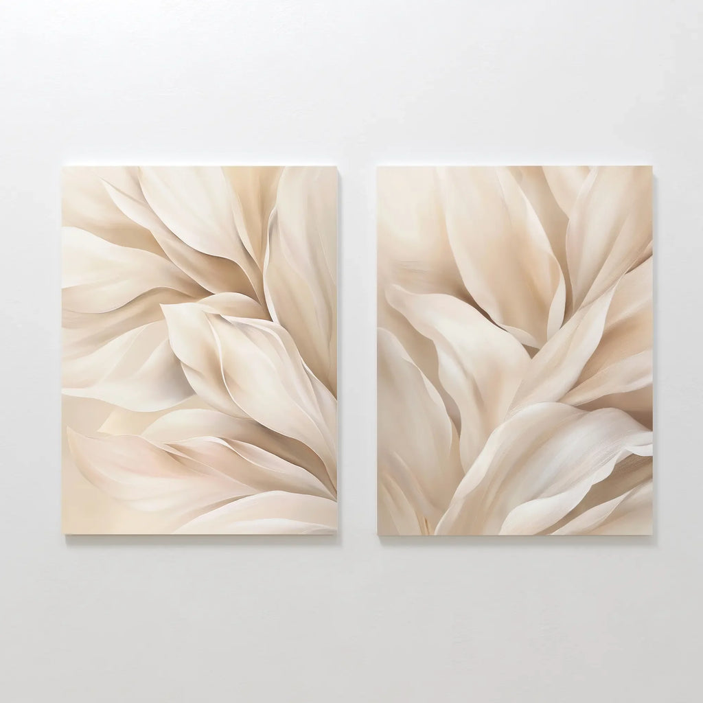Whispers in Linen – Set of 2 Canvas Prints set of 2 – neutral-toned botanical canvas wall art by Aspire Prints