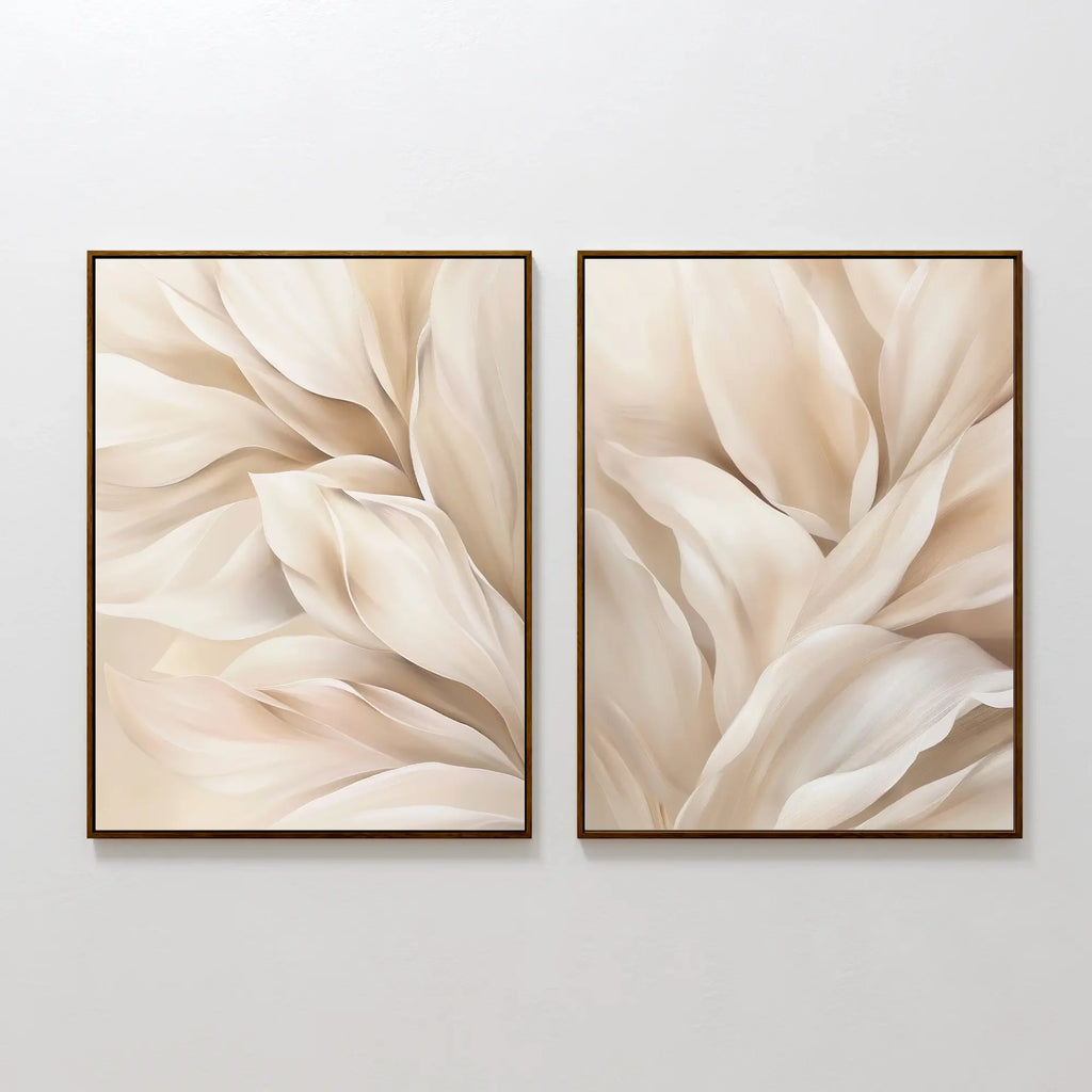 Whispers in Linen – Set of 2 Canvas Prints set of 2 – neutral-toned botanical canvas wall art by Aspire Prints