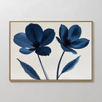 Velvet Petal Hush – blue botanical canvas wall art print by Aspire Prints