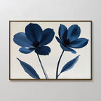 Velvet Petal Hush – blue botanical canvas wall art print by Aspire Prints