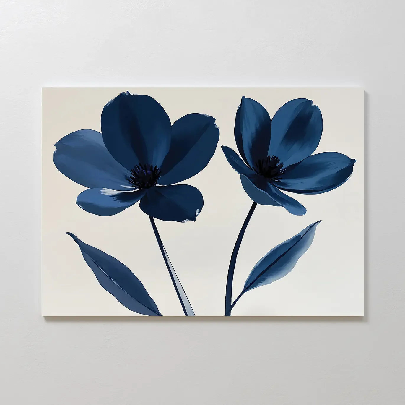 Velvet Petal Hush – blue botanical canvas wall art print by Aspire Prints