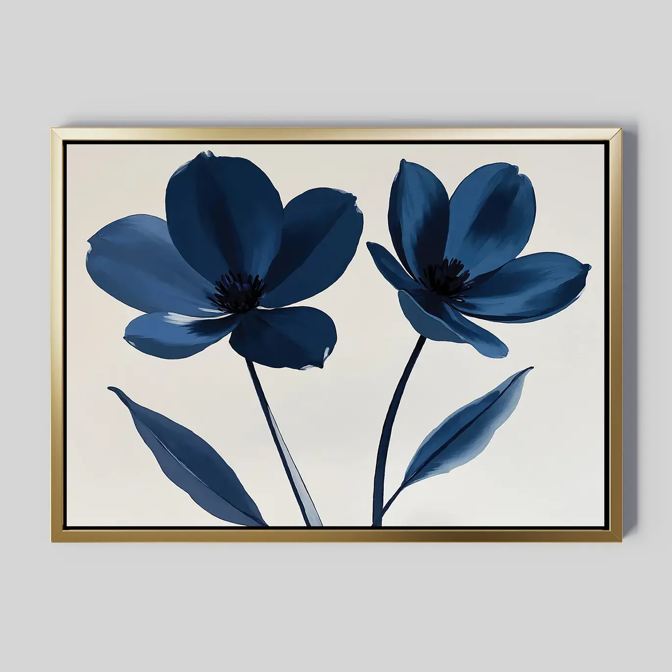Velvet Petal Hush – blue botanical canvas wall art print by Aspire Prints