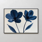 Velvet Petal Hush – blue botanical canvas wall art print by Aspire Prints