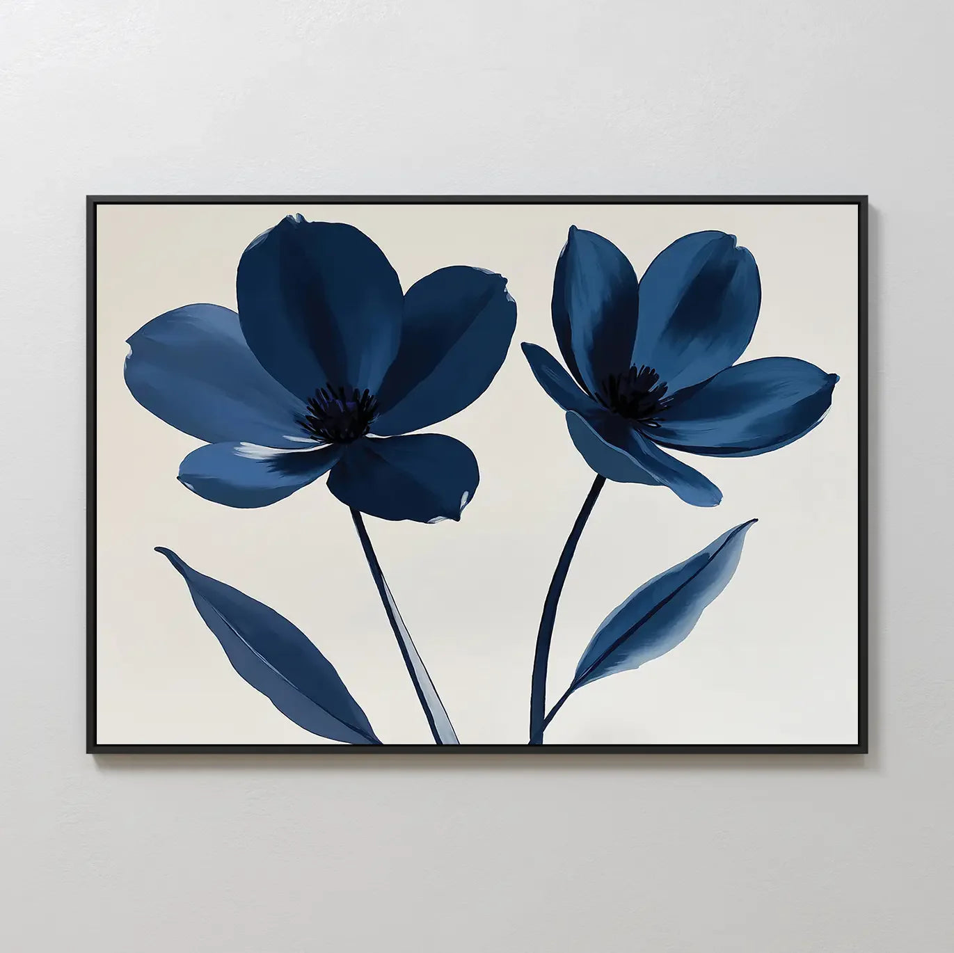 Velvet Petal Hush – blue botanical canvas wall art print by Aspire Prints