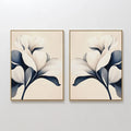 Midnight Bloom Duet – Set of 2 Canvas Prints set of 2 – blue botanical canvas wall art by Aspire Prints