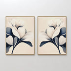 Midnight Bloom Duet – Set of 2 Canvas Prints set of 2 – blue botanical canvas wall art by Aspire Prints