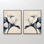 Midnight Bloom Duet – Set of 2 Canvas Prints set of 2 – blue botanical canvas wall art by Aspire Prints