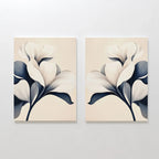 Midnight Bloom Duet – Set of 2 Canvas Prints set of 2 – blue botanical canvas wall art by Aspire Prints