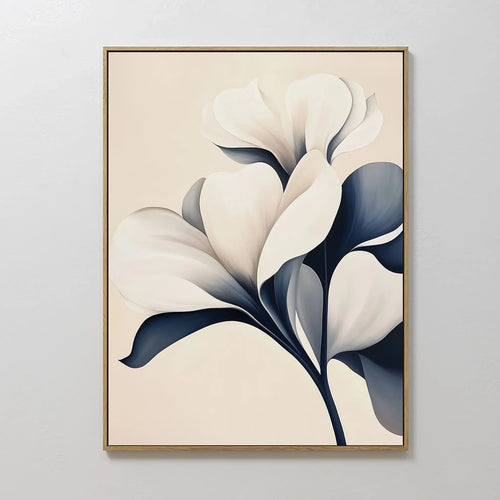 Petals After Midnight – blue botanical canvas wall art print by Aspire Prints