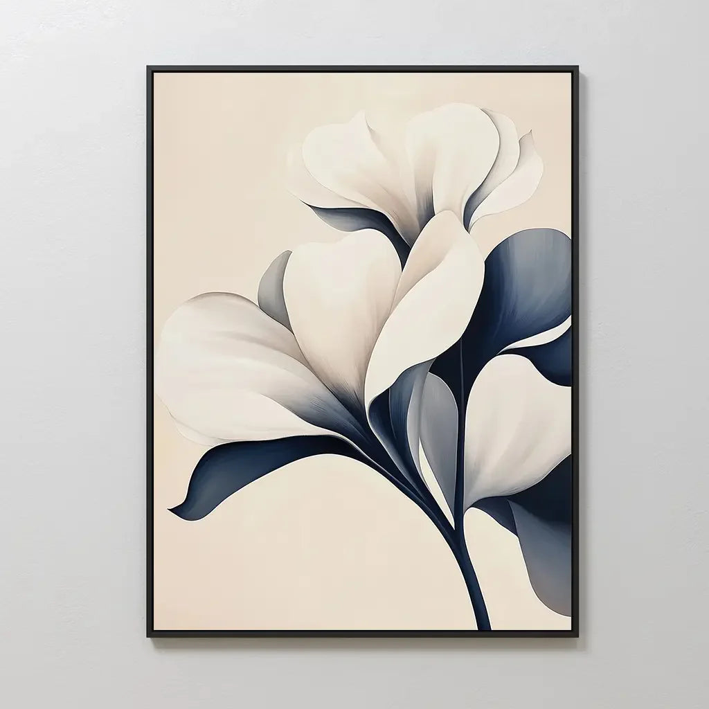 Petals After Midnight – blue botanical canvas wall art print by Aspire Prints